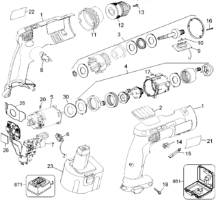 Default Diagram and Parts List for 2820K Type 1 Black and Decker Boring Machine